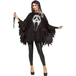 NWT Fun World Teen/Women’s Scream Glittering Ghost Face Poncho Costume Halloween